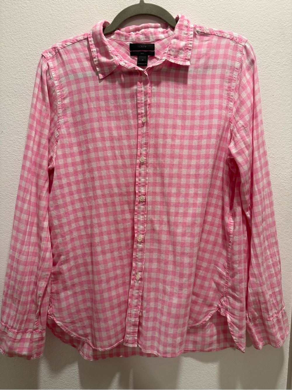 J. Crew Pink Gingham Button Down Shirt Size Boy 12 Cottagecore